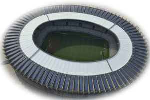 Zonnepanelen op het dak van WK stadion